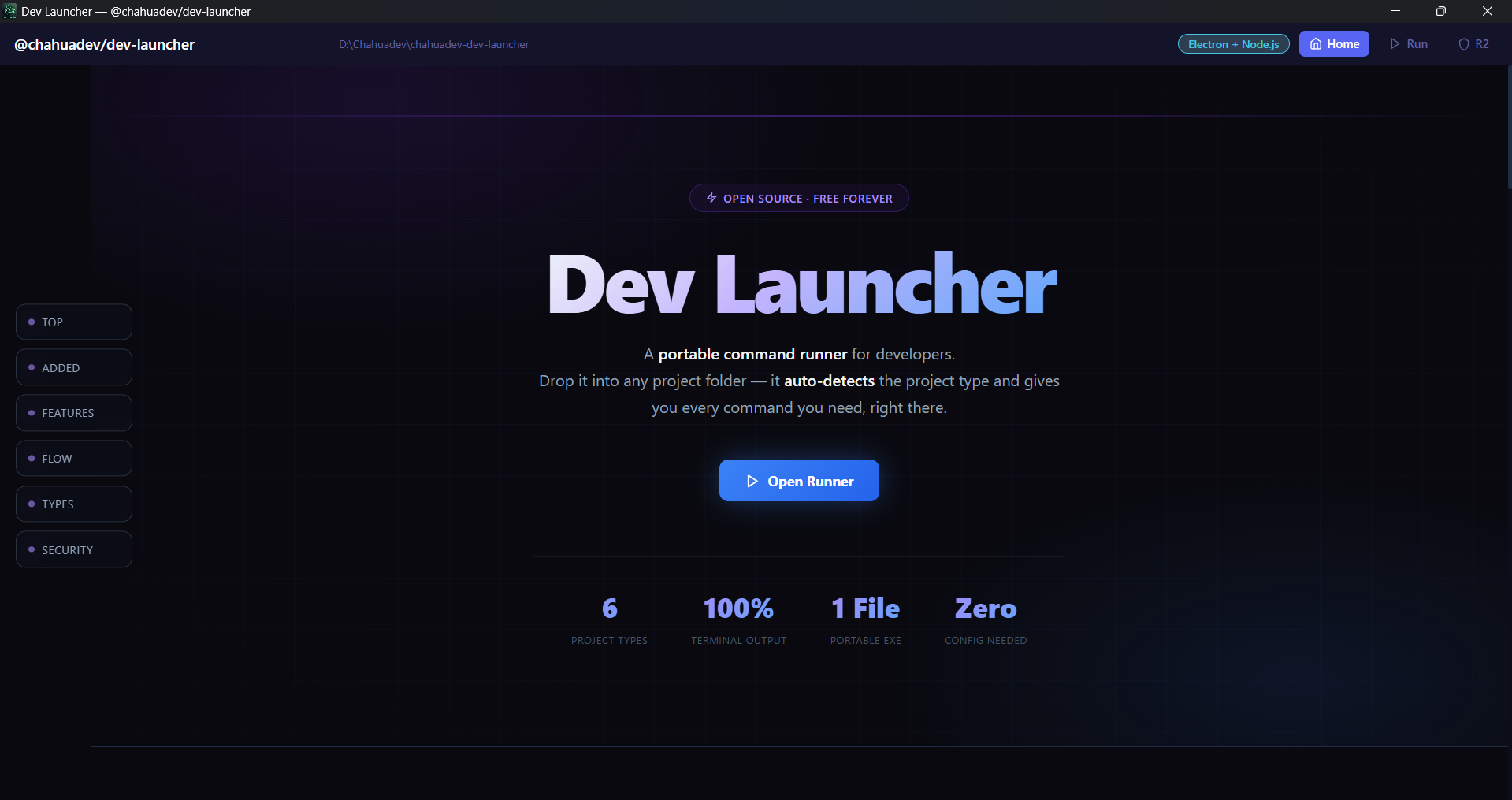 Chahuadev Dev Launcher app preview