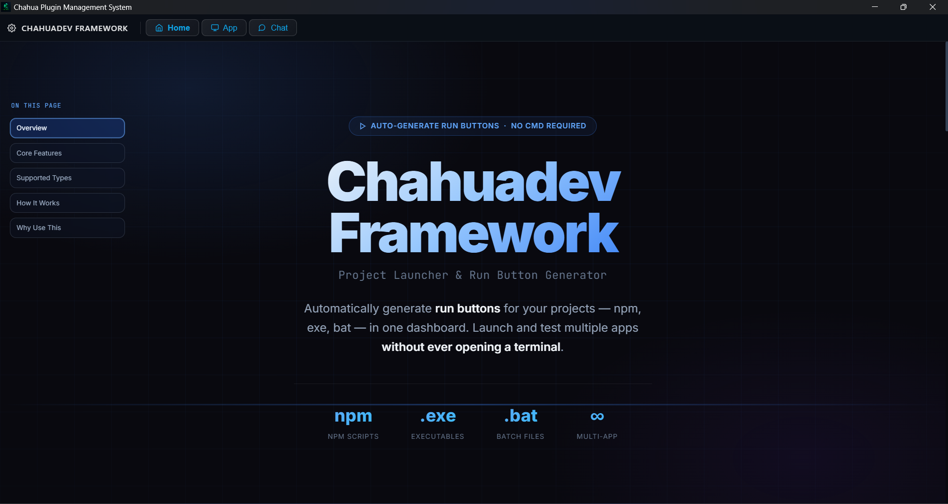 Chahuadev Framework app preview